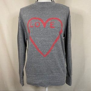 Monrow High Neck Love Heart Sweatshirt Gray Small